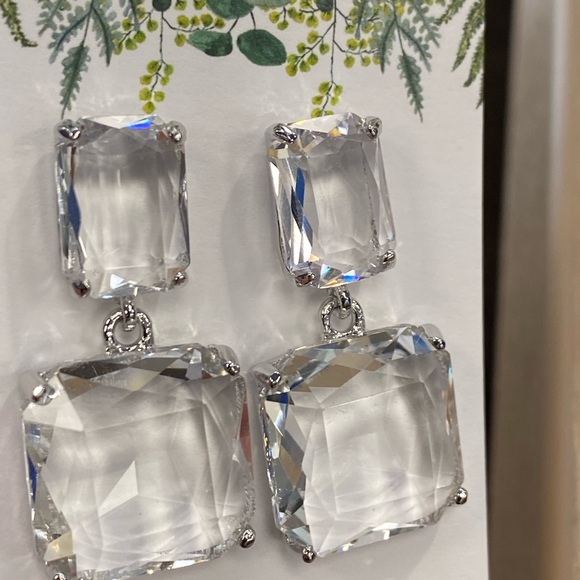 COPY - Ice clear transparent square drop earrings - Picture 4 of 9
